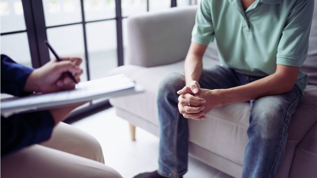 Person meeting with a counselor during fentanyl addiction treatment
