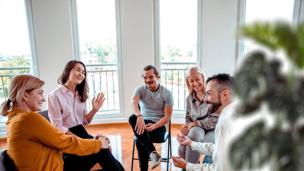 Group therapy session in an intensive outpatient program for addiction recovery