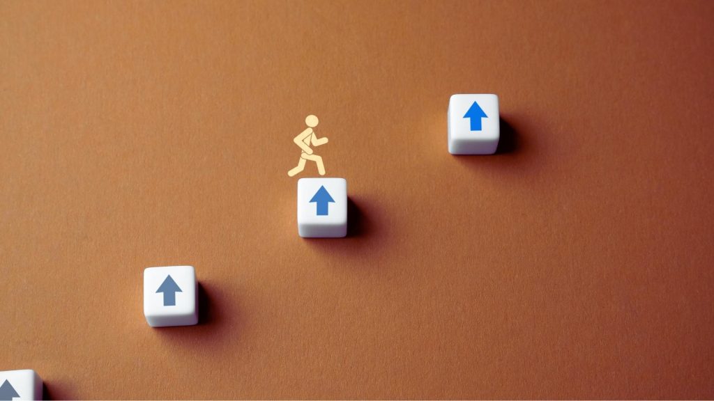 Illustration showing progression through levels of care in addiction treatment