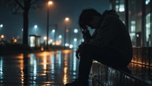 Depression and Opioid Addiction hero image of someone struggling with both of these conditions.