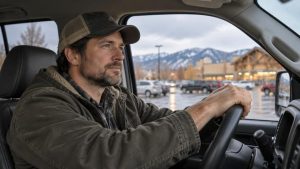 Man sitting in his truck thinking about which types of depression might fit what he feels.