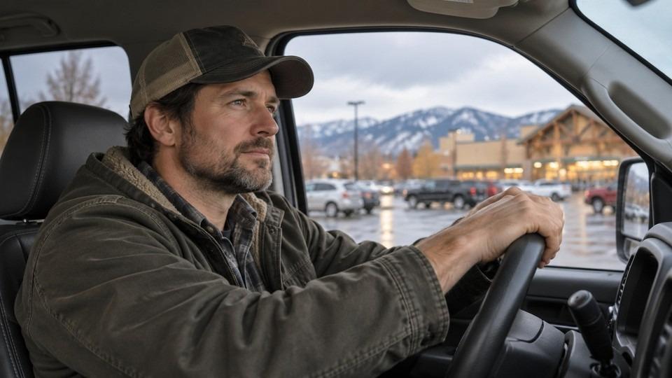 Man sitting in his truck thinking about which types of depression might fit what he feels.